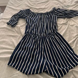 Blue and white romper